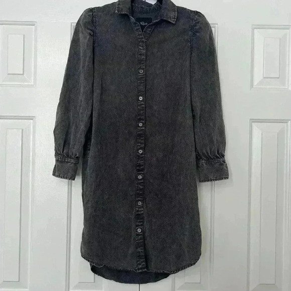 Rails Dresses & Skirts - Rails Women XS ADELE puffer Sleeve ACID WASH Denim Dress Gray Lyocell Linen Boho